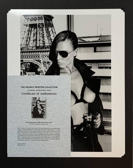 "Gunilla Bergstrom, Eiffel Tower, Paris 1977" 20x24 Vintage Silver Gelatin Print by Helmut Newton Photography-20x24 Vintage Silver Gelatin-Helmut Newton-Global Images Helmut Newton Photography
