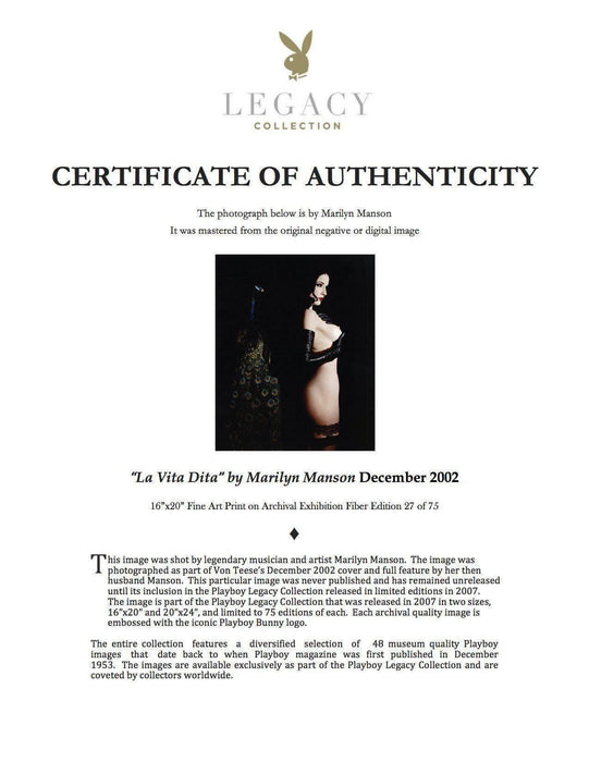 "La Vita Dita" featuring Dita Von Teese by Marilyn Manson Unpublished, 2002 Playboy Legacy Collection 
