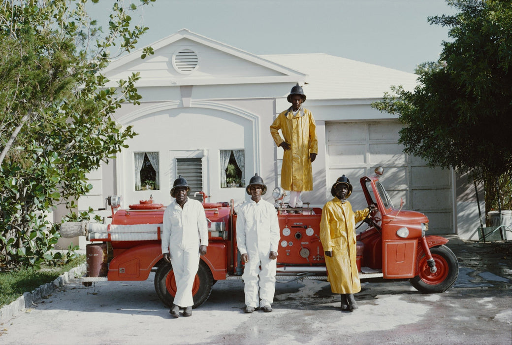 "Lyford Cay Fire Service" by Slim Aarons 30x40" inch Unframed Getty Images C-Print | The fire service in Lyford Cay, on New Providence Island in the Bahamas, April 1966. (Photo by Slim Aarons/Getty Images)