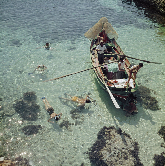 "Snorkeling in the Shallows" 30x30 Perspex Acrylic Getty Images Collection by Slim Aarons Photography - Slim Aarons