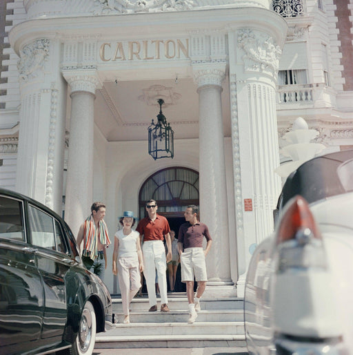 "Staying at the Carlton" 36x36 LIMITED EDITION #1/150 Gold Backed Perspex Acrylic Getty Images Collection by Slim Aarons Photography (Inquire for Price) - Slim Aarons