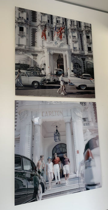 "Staying at the Carlton" 36x36 LIMITED EDITION #1/150 Gold Backed Perspex Acrylic Getty Images Collection by Slim Aarons Photography (Inquire for Price) - Slim Aarons