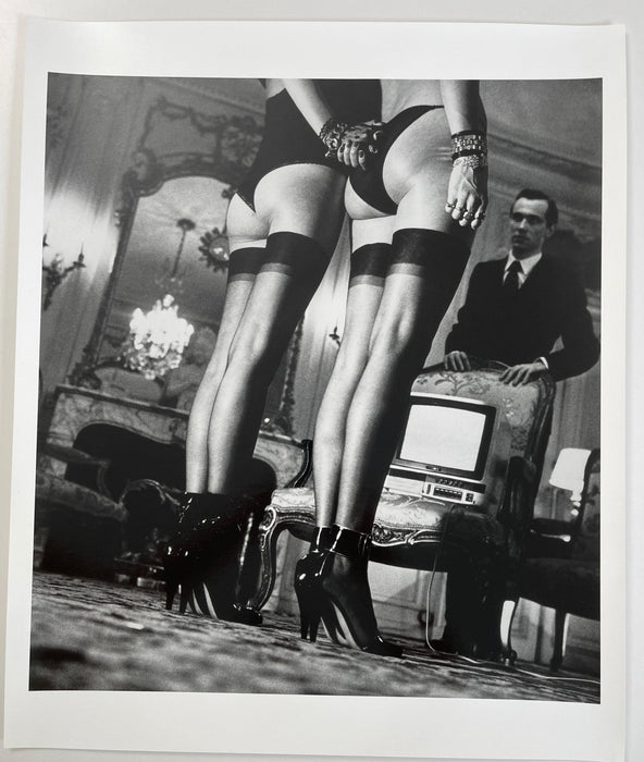 "Two Pair of Legs In Stockings at Attention, Paris 1979" 20x24 Vintage Gelatin Silver Print by Helmut Newton